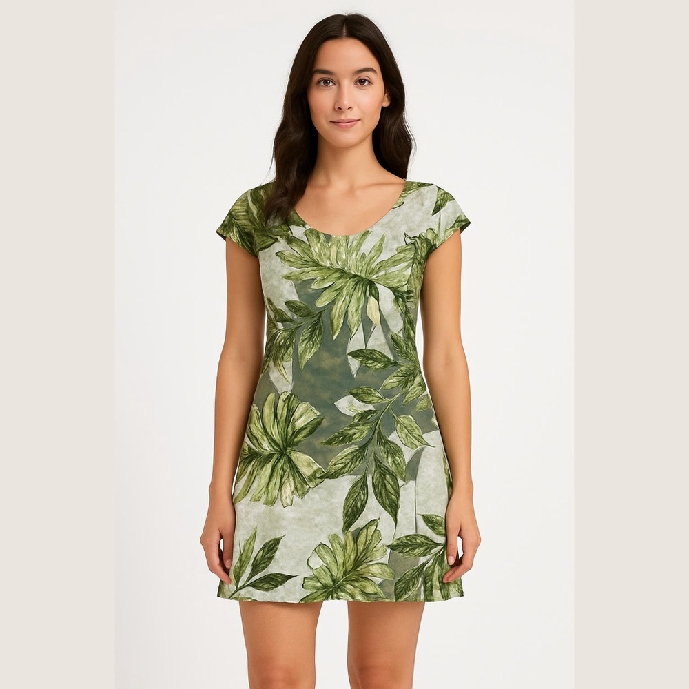 Jams World Vintage Green Leaf Mini Dress